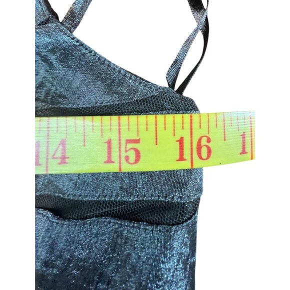 Adrianna Papell Ruched Metallic Gown Dress Size 8 Mermaid Retro Glam Fairy Goth - Picture 7 of 9